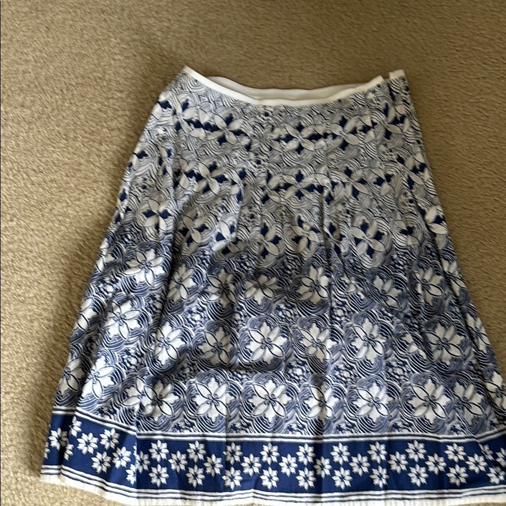 New York & Company Floral Blue and White Skirt